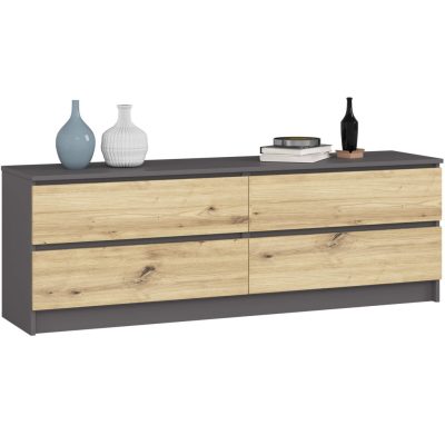 AKORD CLP K160 Komód Laminált Grafitszürke/Artisan Tölgy 4 Fiókos
