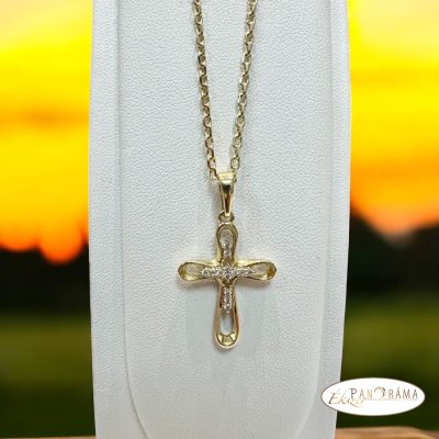 14K Gold filled kereszt medálos nyaklánc - Golgota