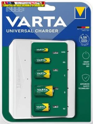 VARTA Universal akkumulátor töltő akku nélkül fehér (AA/AAA/C/D/9V)