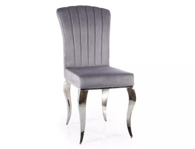 Prince Velvet Krómi Bársony Étkezőszék Szürke Barokk Stílusú