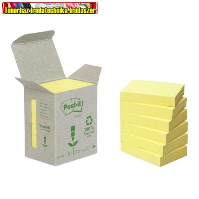 Öntapadó jegyzettömb, 38x51 mm, 100 lap, környezetbarát, 3M POST-IT sárga ( LP6531B)(653-1B)