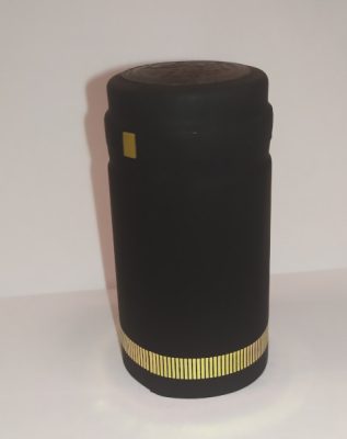 Korona, hőre zsugorodó PVC kapszula – fekete-arany, 31×60 mm
