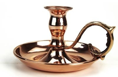 Gyertyatartó vörösrézből, antik hatású