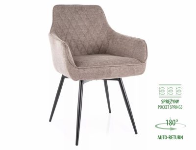 Marlo Brego Forgó Étkezőszék Bézs Szövet Fekete Fém Vázzal