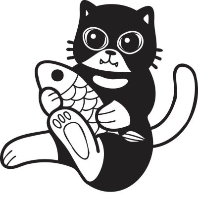 Hallal játszó macska matrica