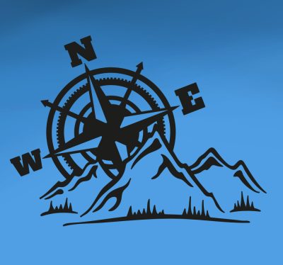 Hegyek iránytűvel falmatrica