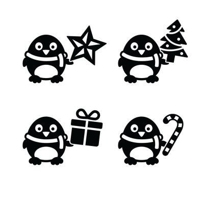 Karácsonyi pingvinek szett Matrica (30 cm)