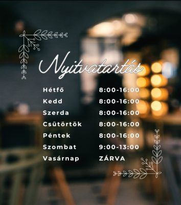 Prémium nyitvatartás matrica 12