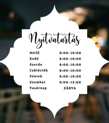 Prémium nyitvatartás matrica 16