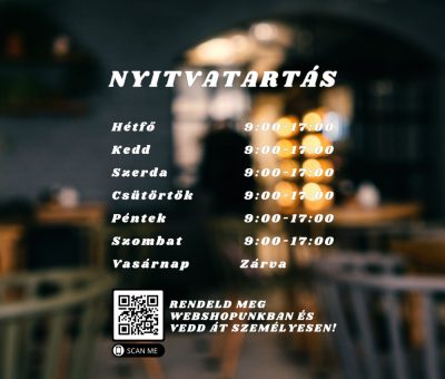 Prémium nyitvatartás matrica 18