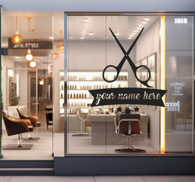 Egyedi neves fodrászat matrica