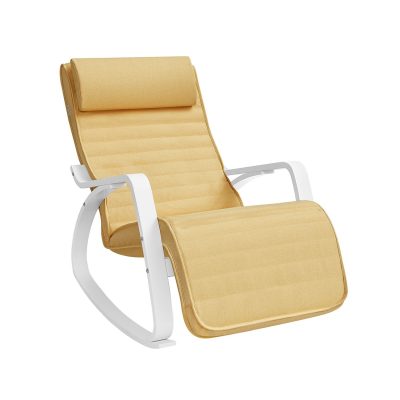 SONGMICS Comfort Hintaszék Nyírfa Állítható Lábtartóval Pasztell Sárga