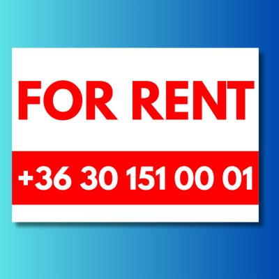 For rent tábla számmal