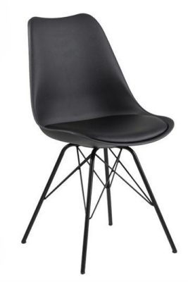 Actona ERIS Műanyag Étkezőszék Fekete Műbőr Ülőpárnával