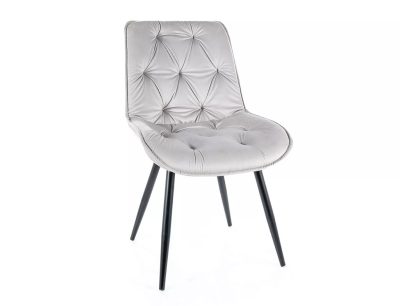 Cherry II Világosszürke Bársony Étkezőszék Fekete Fém Lábakkal