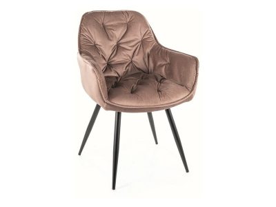 Cherry Monolith Bársony Étkezőszék Bézs Steppelt Fém Vázas