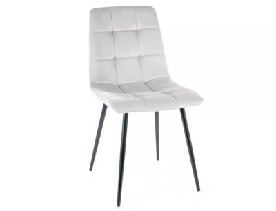 Mila Velvet Világosszürke Bársony Étkezőszék Fekete Fém Lábakkal