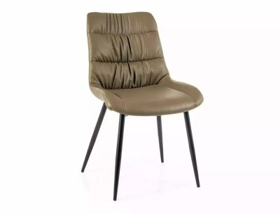Lou Modern Műbőr Étkezőszék Olíva Fekete Vázzal