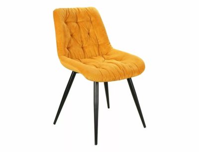 Prága Fjord Kordszövet Étkezőszék Curry Sárga Steppelt