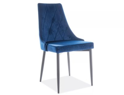 Trix B Elegáns Bársony Étkezőszék Tengerészkék Rombusz Mintával