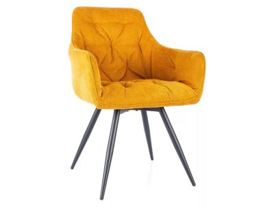 Mango Vardo Forgó Étkezőszék Curry Sárga Kárpittal és Matt Fekete Fémlábakkal