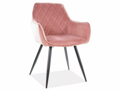 Linea Velvet Antik Rózsaszín Bársony Étkezőszék Fekete Fém Lábakkal
