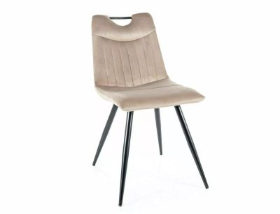 Orfe Velvet Bársony Étkezőszék Sötét Bézs Fekete Fém Lábakkal
