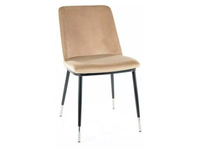 Jill Velvet Bársony Étkezőszék Bézs Fekete Króm Lábakkal