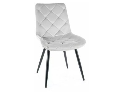 Ralph Velvet Luxus Étkezőszék Bársony Világosszürke Rombusz Steppelt