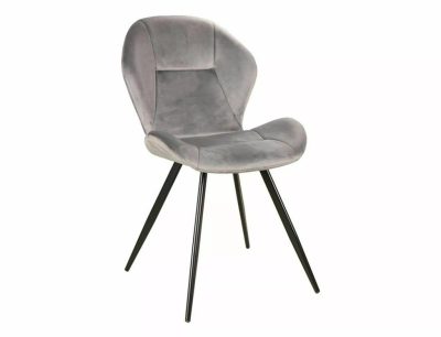 Ginger Velvet Bársony Étkezőszék Szürke Fekete Vázzal