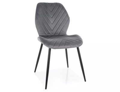 Mike Velvet Szürke Bársony Étkezőszék Fekete Fém Lábakkal