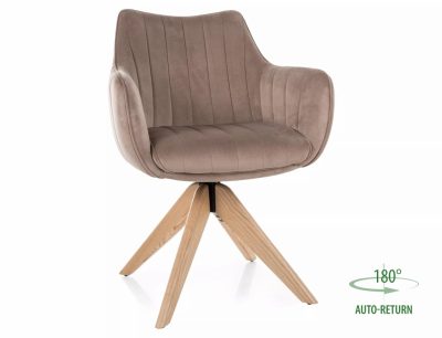 Azalia D Velvet Forgó Étkezőszék Bársony Sötétbézs Kőrisfa Lábbal