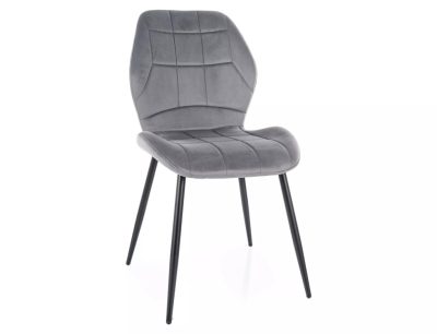 Jake Velvet Szürke Bársony Étkezőszék Fekete Fém Lábakkal