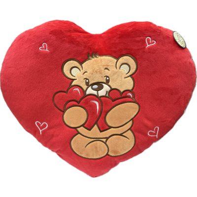 Szívpárna macis plüss 45x52 cm piros
