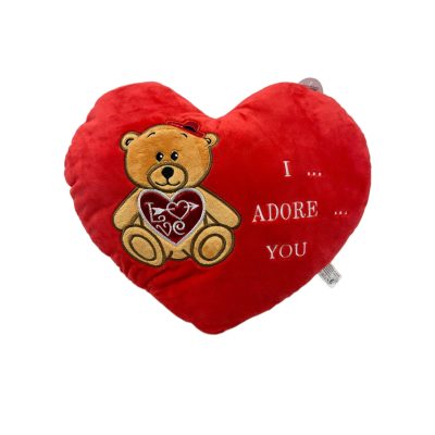 Szívpárna macis plüss 28x37cm piros
