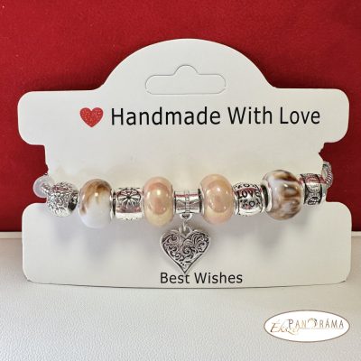 Pandorka karkötő, ezüst színű alapon - Beige Color