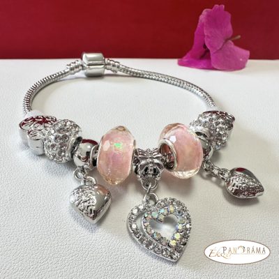 Pandorka karkötő, ezüst színű alapon - Rose