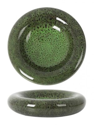 Cleopatra reaktív mázas, fészekformájú gourmet tányér erdei mohazöld színű 28 cm-es
