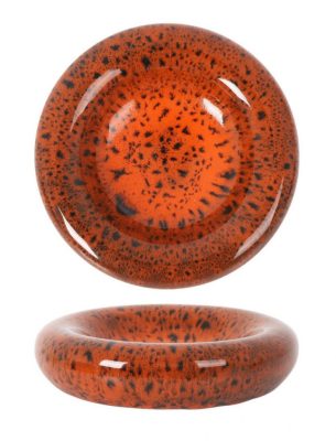 Cleopatra reaktív mázas, fészekformájú gourmet tányér – vulkánnarancs, 20 cm-es porcelán
