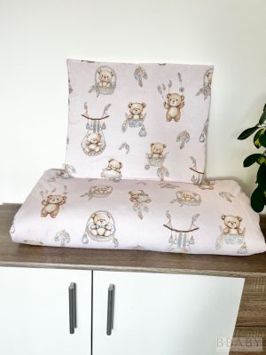 Álomfogós mackók gyerek ágynemű szett – pasztell rózsaszín alapon, 90x140