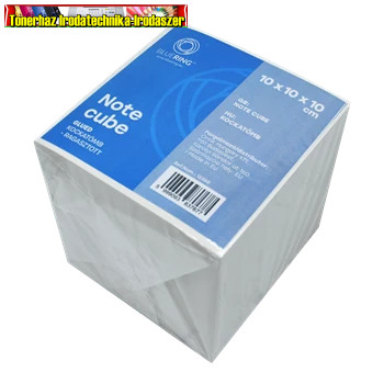 Kockablokk 10x10x10 cm ragasztott, újrahasznosított papírból, fehér , (tépőtömb,kockatömb )Bluering