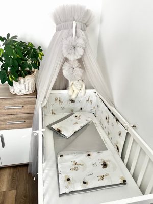 Szafari álom 3 részes babaágynemű szett – szafari és szürke pamutvászon