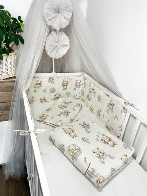 Álomfogó macik 3 részes babaágynemű szett – bézs, pamut, újszülötteknek