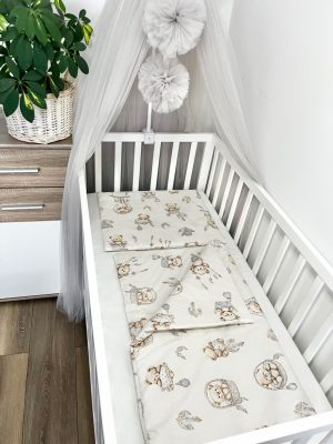 Álomfogó Maci 2 részes babaágynemű szett – bézs mackós mintával, 70x90 / 40x50 cm