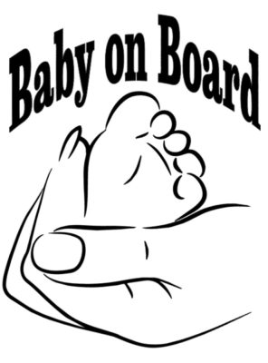 Baby on Board talp a kézben matrica autómatrica