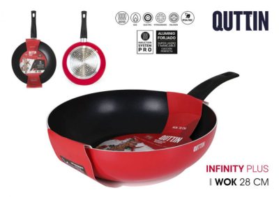 Quttin Infinity Plus 28 cm-es tapadásmentes wok serpenyő – indukciós, vendégházaknak és apartmanoknak