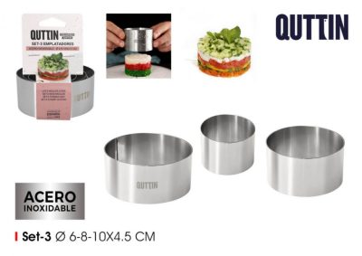 3 részes ételformázó gyűrű 6-8-10x4,5 cm-es rozsdamentes anyagból