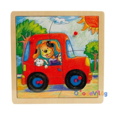 Fogantyús puzzle autós 4 db-os