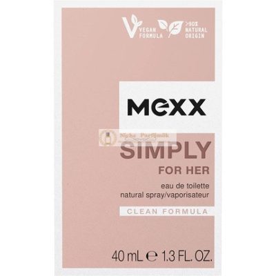 Mexx Simply for Her Eau de Toilette Női Friss Virágos Elegáns Természetes Vegán Formula Üveg Palack 40ml