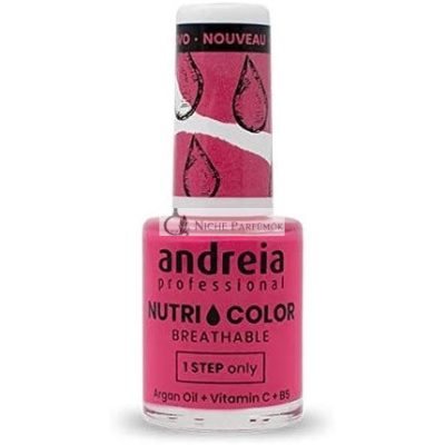 Andreia Professional NutriColor Lélegző Körömlakk Vegan és Állatkísérlet Mentes DIY Köröm Művészet Hosszan Tartó Fényes Szín NC14 Rózsaszín 10,5ml